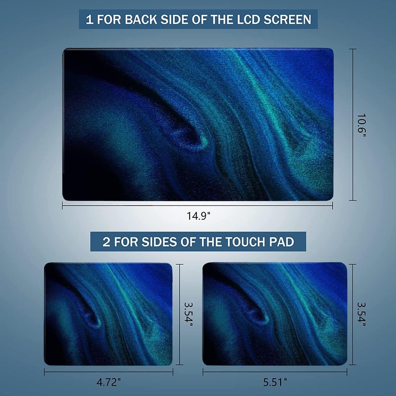AORTDES Laptop Skin Sticker Decal 15-15.6 Inches, Universal Reusable Vinyl Sticker for 12.1 13 13.3 14 15.4 Inches Netbook/Notebook PC, Waterproof & Scratch-Resistant (Blue Quicksand) - Image 3